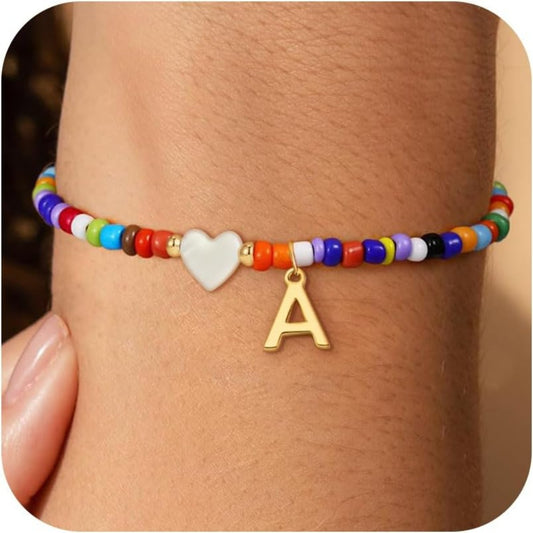 Bohemian Initials Love Mother Pendant for Bracelet Color Millet Beads Shell Stack for Fashionable Wear