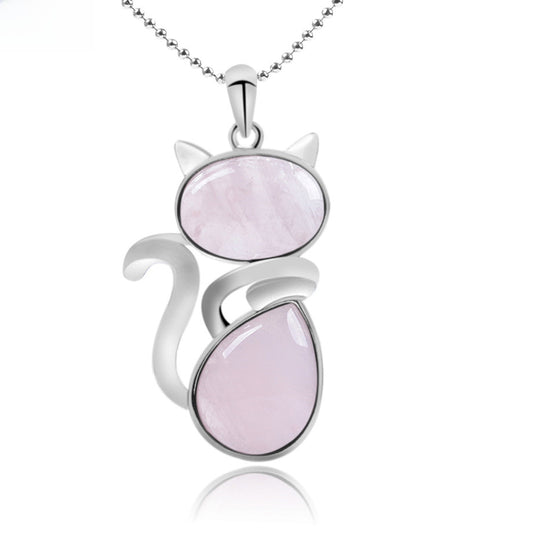 Rose Quartz Crystal Cat Necklace | Love and Harmony
