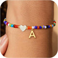 Bohemian Initials Love Mother Pendant for Bracelet Color Millet Beads Shell Stack for Fashionable Wear