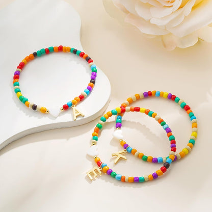 Bohemian Initials Love Mother Pendant for Bracelet Color Millet Beads Shell Stack for Fashionable Wear