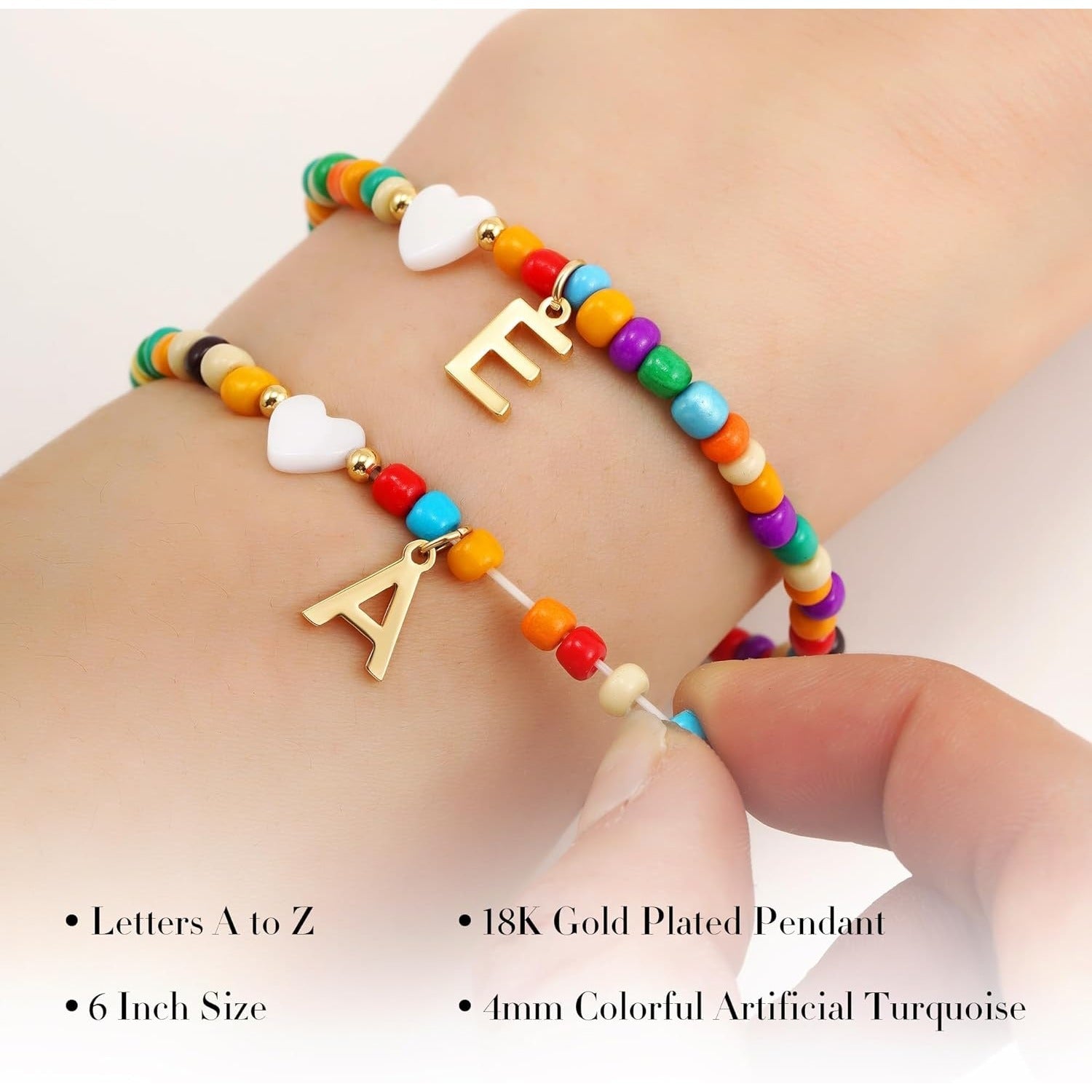 Bohemian Initials Love Mother Pendant for Bracelet Color Millet Beads Shell Stack for Fashionable Wear