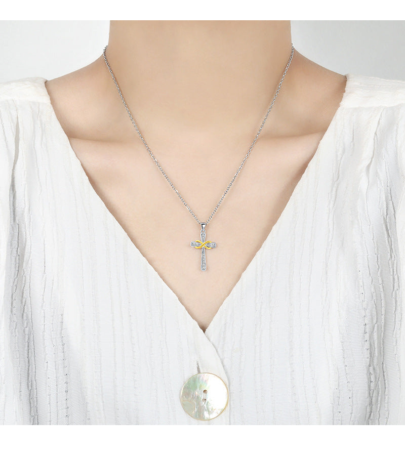 Infinity Symbol & Cross Pendant Choker Necklace | Vintage European & American Faith-Inspired Jewelry