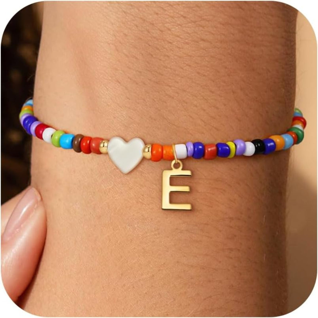 Bohemian Initials Love Mother Pendant for Bracelet Color Millet Beads Shell Stack for Fashionable Wear