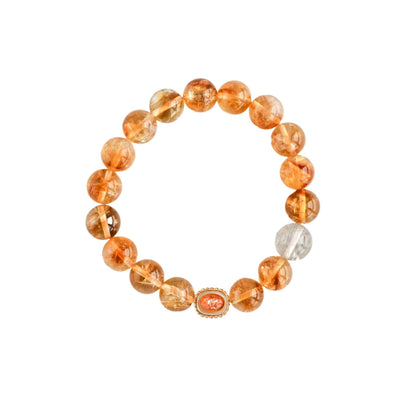 Azeztulite Crystal Bracelet with Gold Sunstone & Silver Rutile Quartz | Spiritual Awakening & Positive Energy