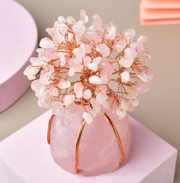 Wish-Granting Natural Pink Crystal Tree | Handcrafted Gemstone Tree for Love, Harmony & Manifestation