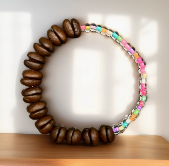 Coffee Bean Colorful Glass Beaded Bracelet