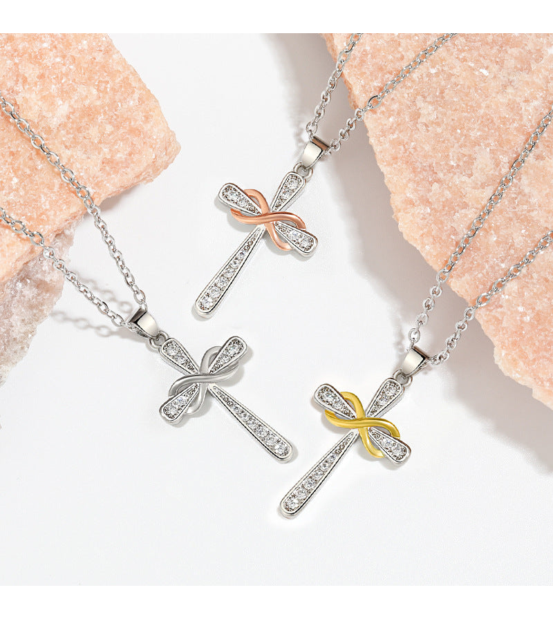 Infinity Symbol & Cross Pendant Choker Necklace | Vintage European & American Faith-Inspired Jewelry