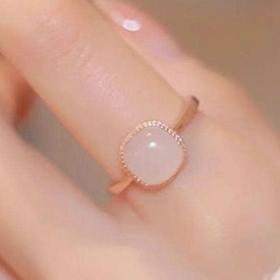 Small Sugar Cube White Jade Ring