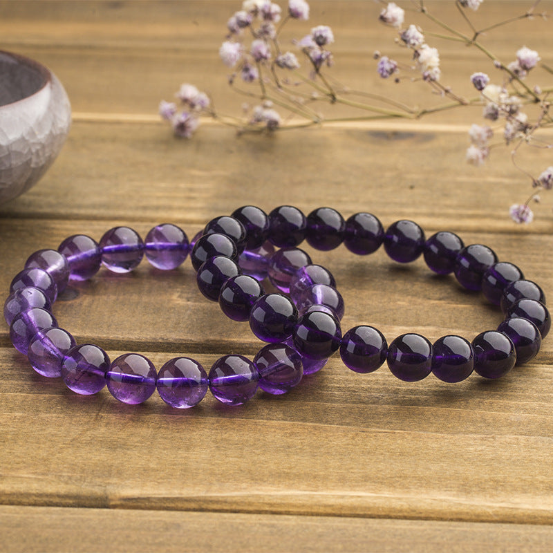 Natural Uruguay Amethyst Bracelet | Deep Purple Amethyst Beaded Bracelet Ornament