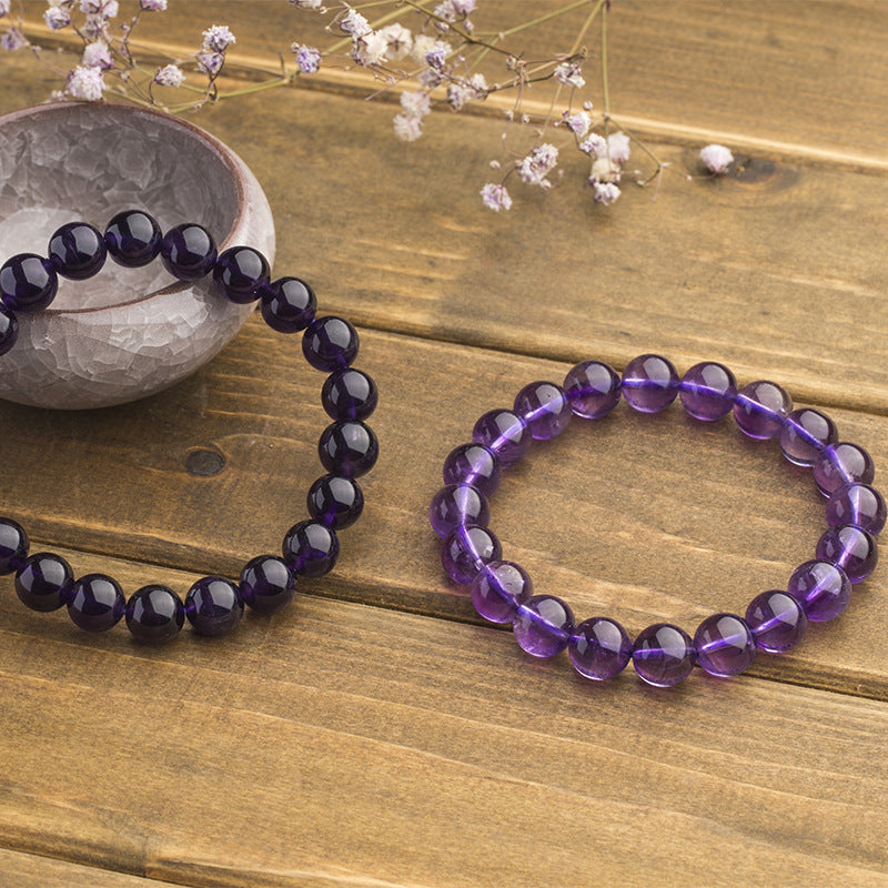 Natural Uruguay Amethyst Bracelet | Deep Purple Amethyst Beaded Bracelet Ornament