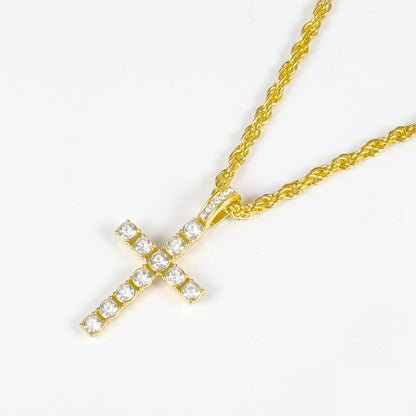 Trendy Hip-Hop Necklace | Cross Pendant with 4MM Tennis Chain