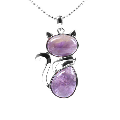 Amethyst Crystal Cat Necklace | Serenity and Protection