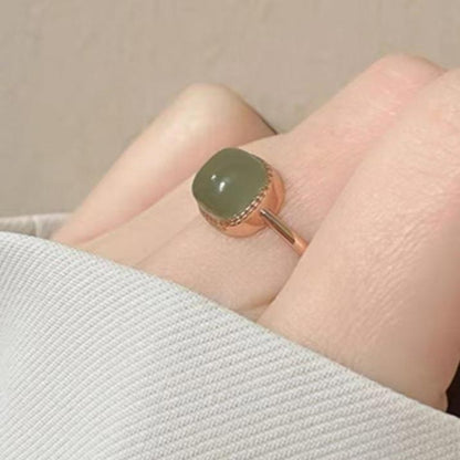 Small Sugar Cube Green Jade Ring