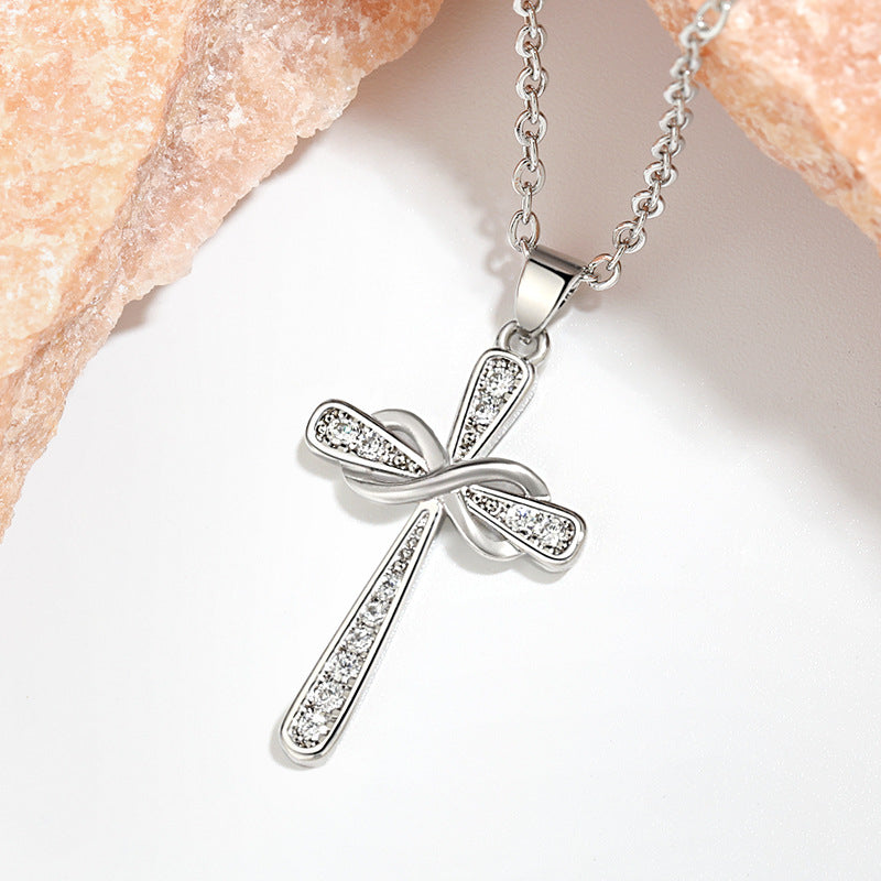 Infinity Symbol & Cross Pendant Choker Necklace | Vintage European & American Faith-Inspired Jewelry