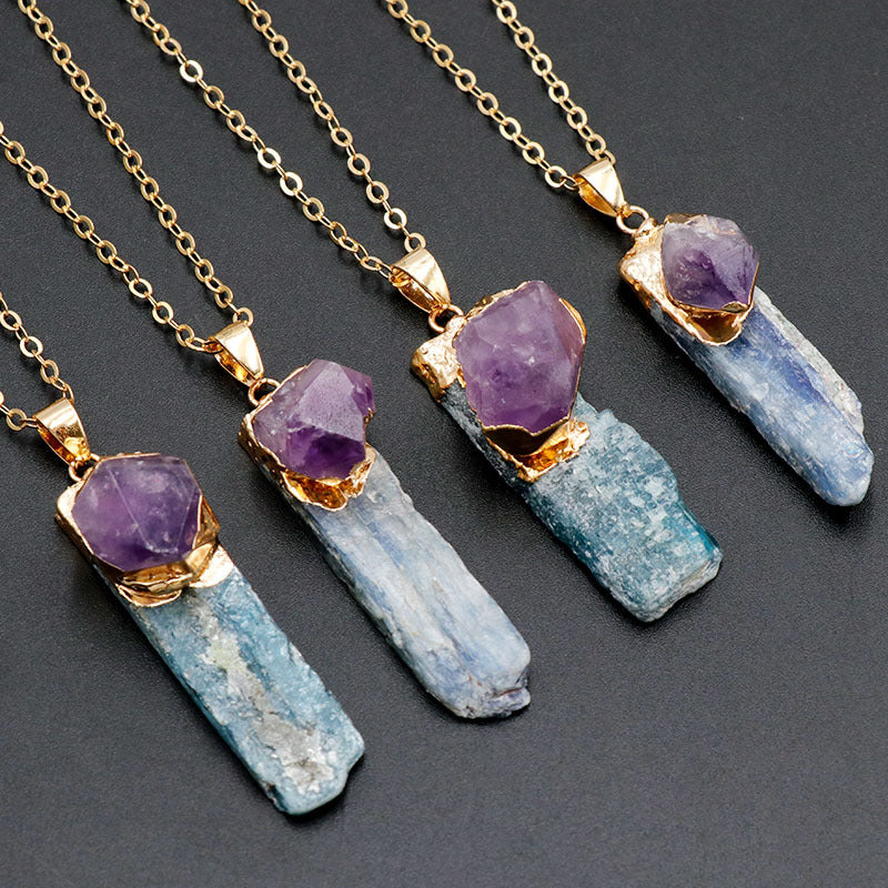 Blue Inlaid Amethyst Gilding Necklace