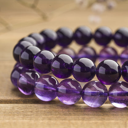 Natural Uruguay Amethyst Bracelet | Deep Purple Amethyst Beaded Bracelet Ornament