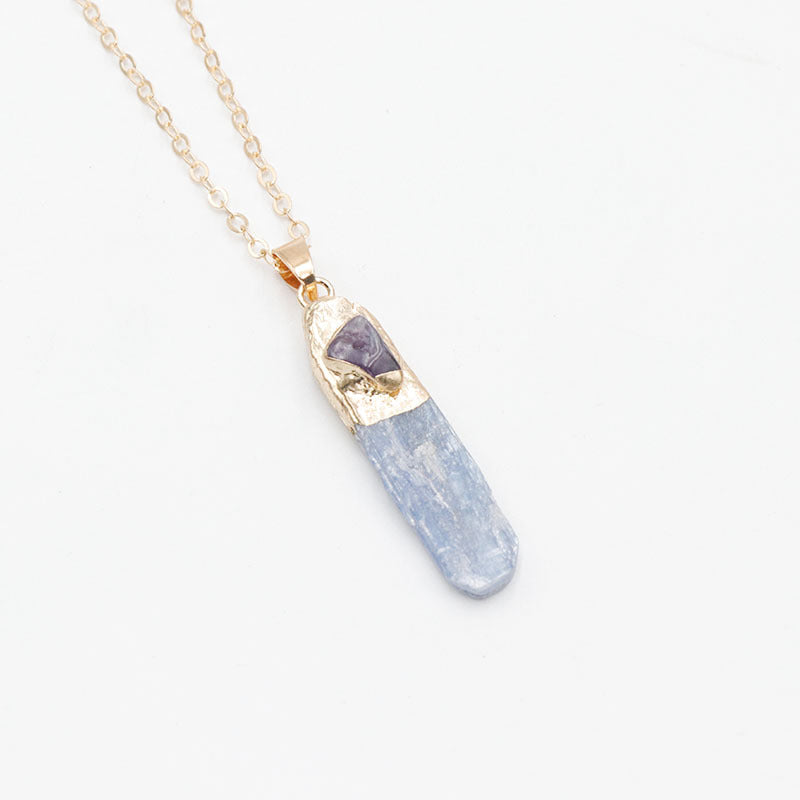 Blue Inlaid Amethyst Gilding Necklace