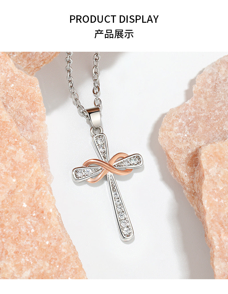 Infinity Symbol & Cross Pendant Choker Necklace | Vintage European & American Faith-Inspired Jewelry