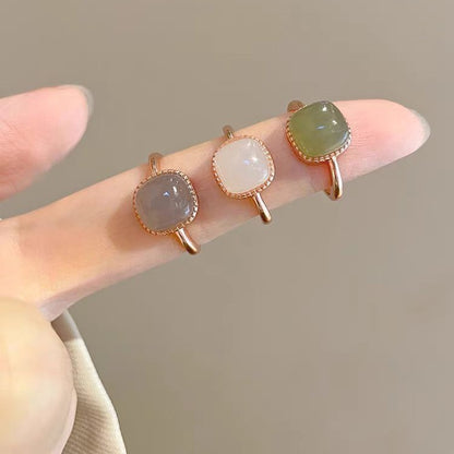 Small Sugar Cube Jade Ring | Niche Jade Jewelry | Sweet Birthday Gift for Girlfriend