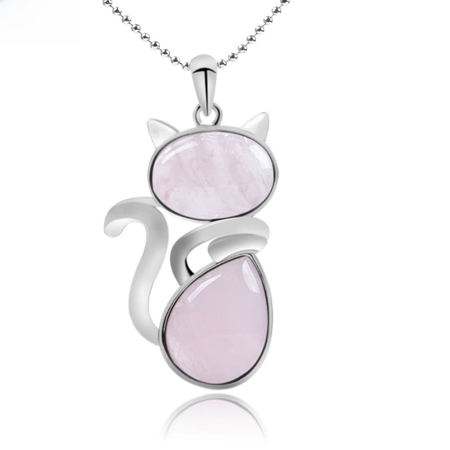 Rose Quartz Crystal Cat Necklace | Love and Harmony