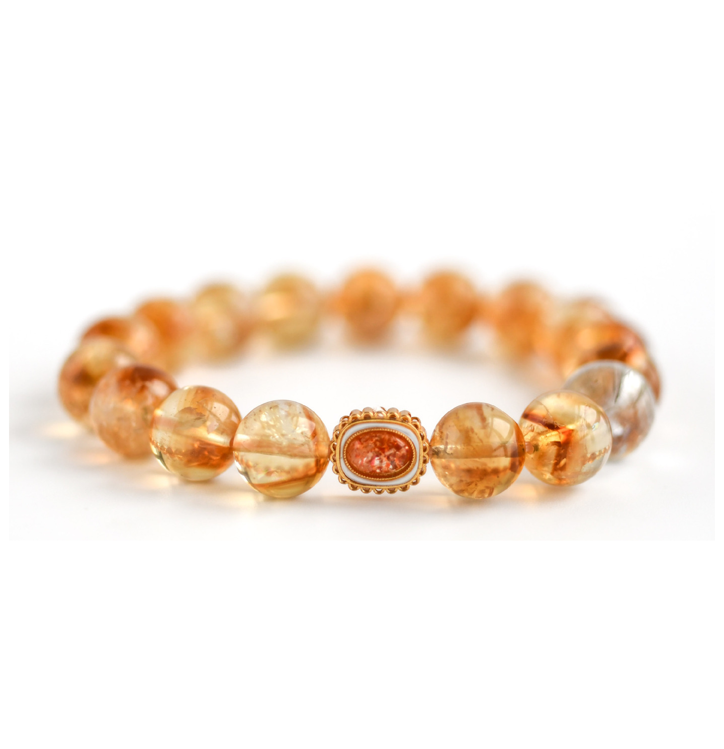 Azeztulite Crystal Bracelet with Gold Sunstone & Silver Rutile Quartz | Spiritual Awakening & Positive Energy