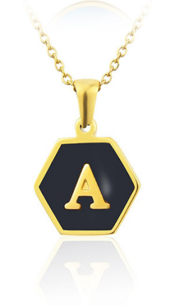 Stainless Steel Square Shell 26 Letter Necklace Simple Fashion English Pendant Necklace