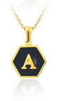 Stainless Steel Square Shell 26 Letter Necklace Simple Fashion English Pendant Necklace