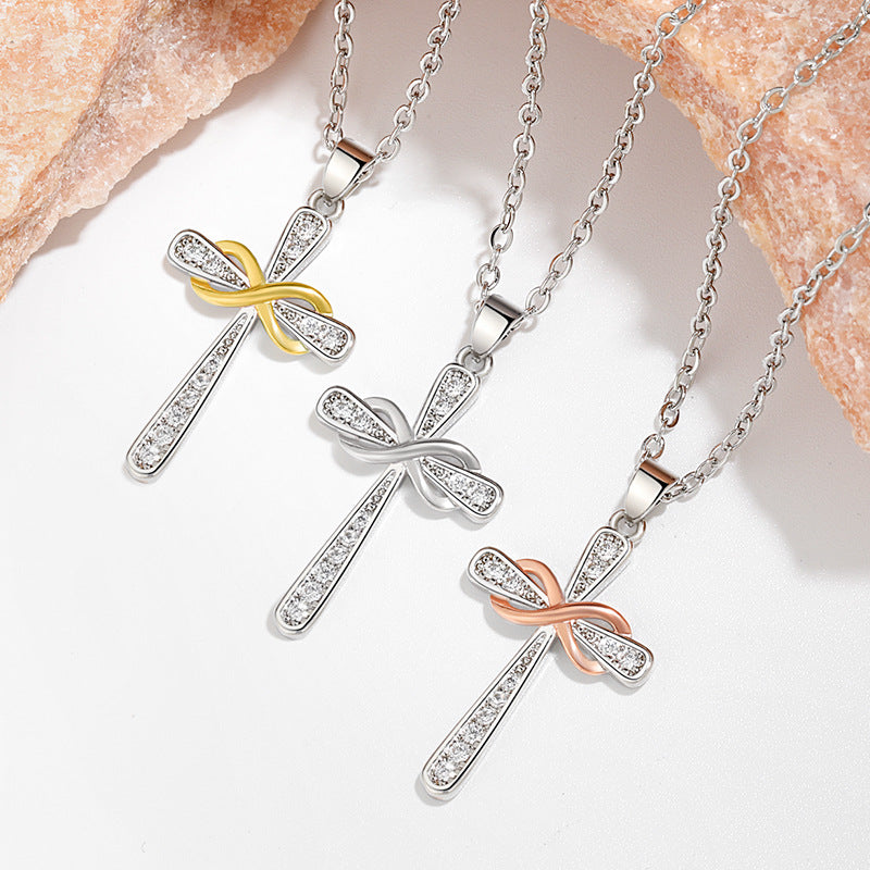 Infinity Symbol & Cross Pendant Choker Necklace | Vintage European & American Faith-Inspired Jewelry