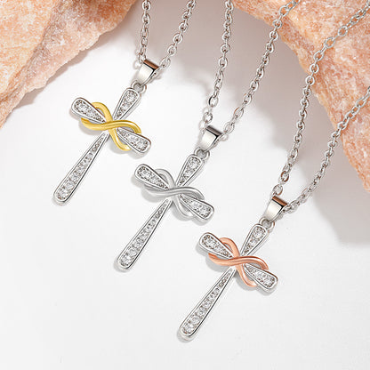 Infinity Symbol & Cross Pendant Choker Necklace | Vintage European & American Faith-Inspired Jewelry