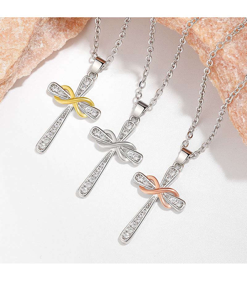 Infinity Symbol & Cross Pendant Choker Necklace | Vintage European & American Faith-Inspired Jewelry