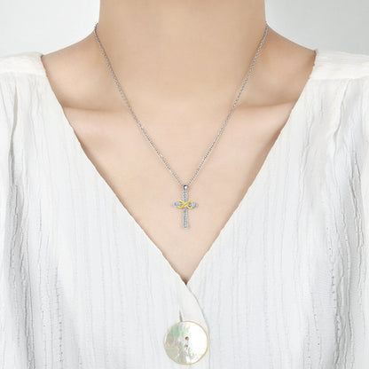 Infinity Symbol & Cross Pendant Choker Necklace | Vintage European & American Faith-Inspired Jewelry