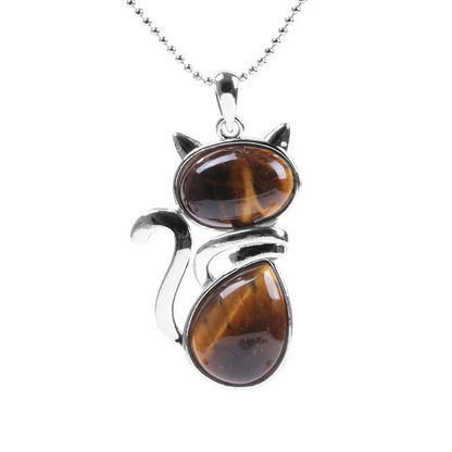 Tiger's Eye Crystal Cat Necklace | Courage and Confidence