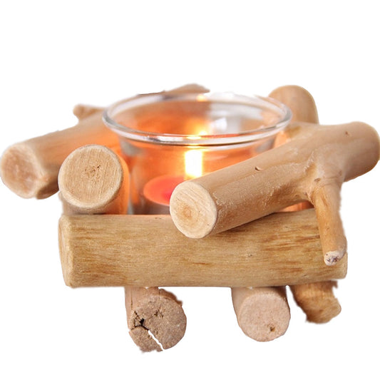 Idyllic and Retro Wooden Floating Candlestick | Glass Creative Home Decoration