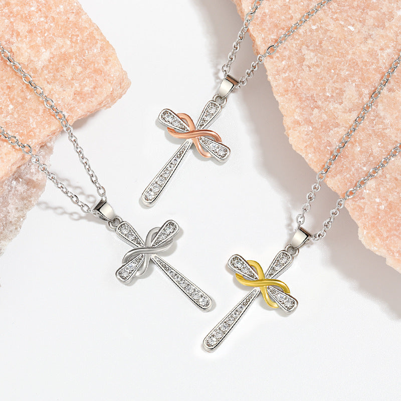 Infinity Symbol & Cross Pendant Choker Necklace | Vintage European & American Faith-Inspired Jewelry