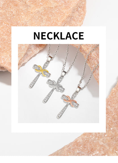 Infinity Symbol & Cross Pendant Choker Necklace | Vintage European & American Faith-Inspired Jewelry